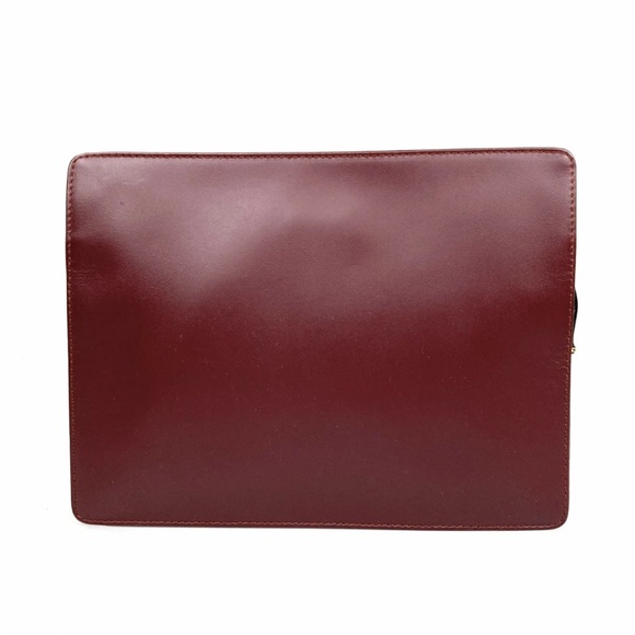 CARTIER Bag clutch les must de Cartier Dark Red Leather Authentic 10.2x7.9x2.4in - Picture 2 of 15